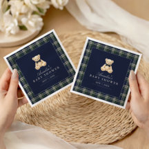 Preppy Polo Tartan Teddy Bear Boy Baby Shower
