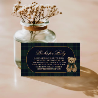 Preppy Polo Teddy Bear Baby Shower Books for Baby Enclosure Card