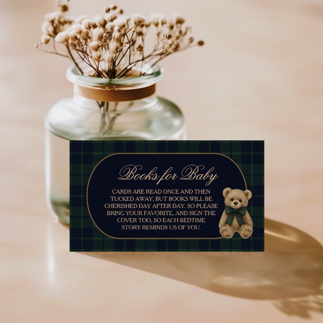 Preppy Polo Teddy Bear Baby Shower Books for Baby Enclosure Card (Creator Uploaded)