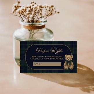Preppy Polo Teddy Bear Baby Shower Diaper Raffle Enclosure Card