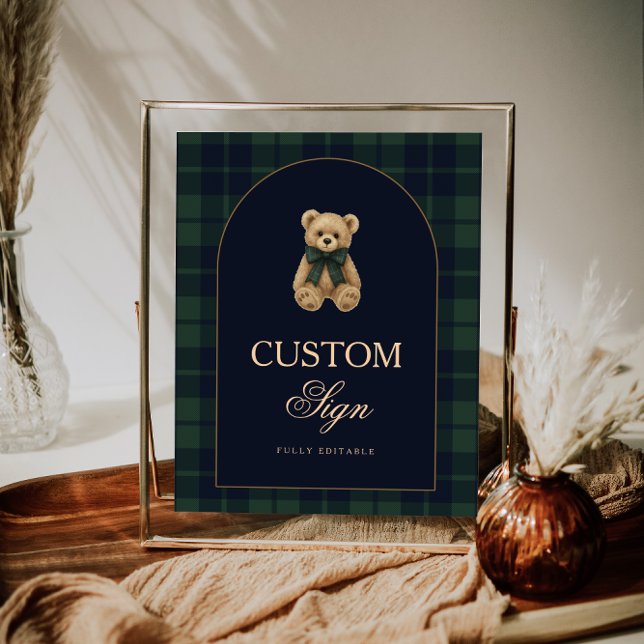 Preppy Polo Teddy Bear Baby Shower Editable Table  Poster (Creator Uploaded)