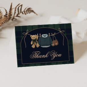 Preppy Polo Teddy Bear Baby Shower Thank You Card