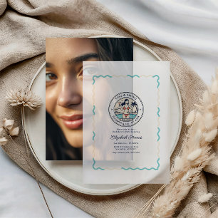 Preppy Pool Club Tinis & Bikinis Bachelorette Vellum Invitations