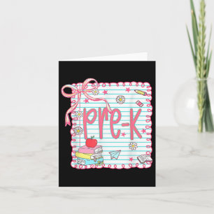 Preppy Pre-k Back To School Coquette Bow Pre-k Tea Card