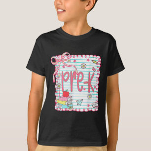 Preppy Pre-k Back To School Coquette Bow Pre-k Tea T-Shirt