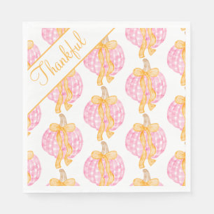 Preppy Pumpkin Bows Thanksgiving Celebration Party Napkin