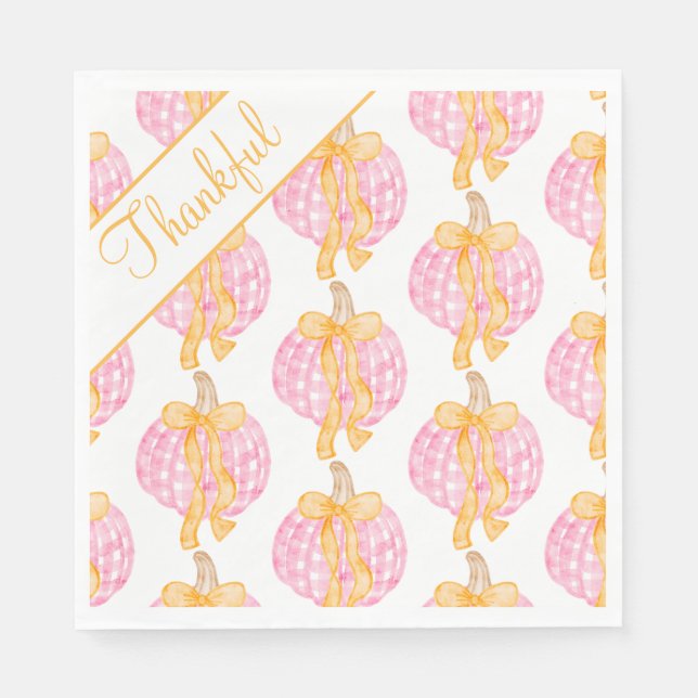 Preppy Pumpkin Bows Thanksgiving Celebration Party Napkin (Front)