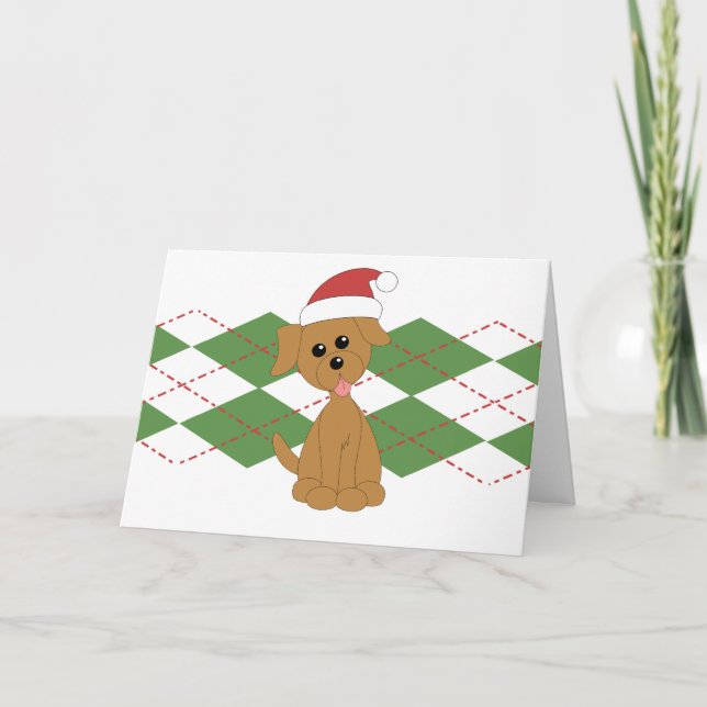 Preppy Puppy Christmas Holiday Card (Front)
