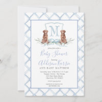 Preppy Puppy Dog Crest Baby Shower Invitation