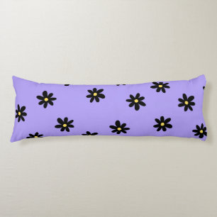 Preppy Purple Black Floral Simple Flower Pattern Body Cushion
