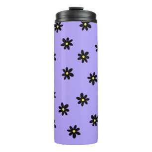 Preppy Purple Black Floral Simple Flower Pattern Thermal Tumbler