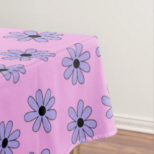 Preppy Purple Blue Botanical Small Flower Pattern Tablecloth