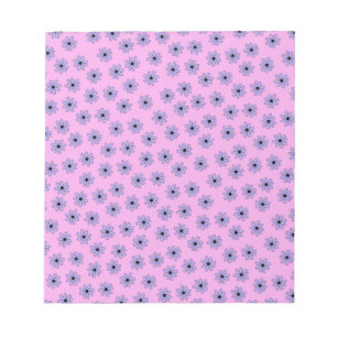 Preppy Purple Blue Hippie Flower Pattern Notepad
