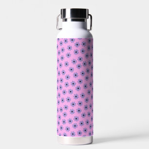 Preppy Purple Blue Hippie Flower Pattern Water Bottle