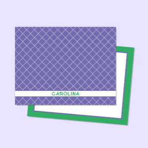 Preppy Purple & Bright Green Pattern Girly Card