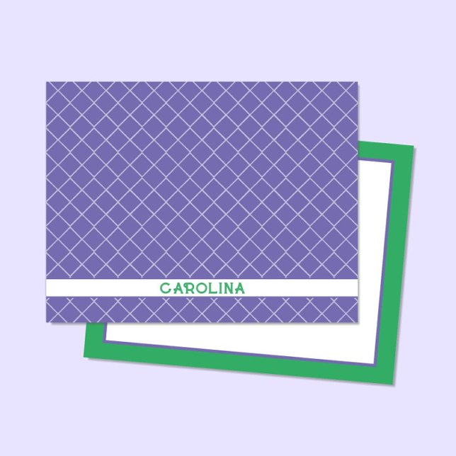 Preppy Purple & Bright Green Pattern Girly Card (Creator Uploaded)
