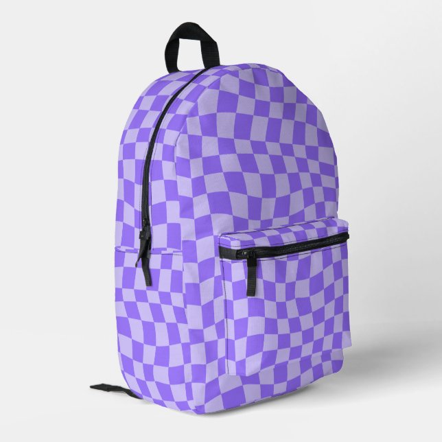 Preppy Purple Chequered Backpack (Back Corner Left)