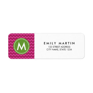 Preppy Purple Chevron Monogram Address Label