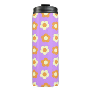 Preppy Purple Orange Floral Simple Flower Pattern Thermal Tumbler