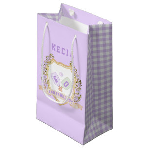 Preppy Purple Pickle Ball Happy Birthday  Small Gift Bag