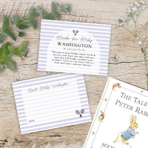 Preppy Purple Tennis Baby Shower Book Request Enclosure Card