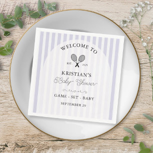 Preppy Purple Tennis Country Club Baby Shower Napkin