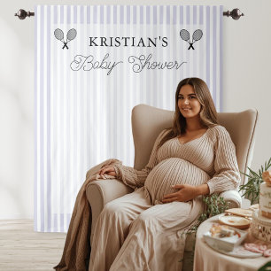 Preppy Purple Tennis Theme Baby Shower Backdrop Tapestry