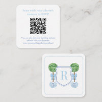 Preppy QR Code Monogram Topiary Registry or RSVP