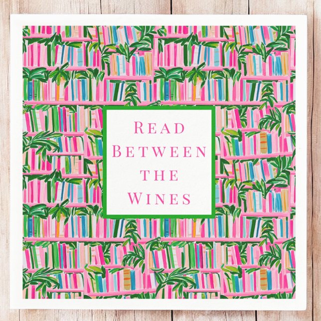 Preppy Read Between the Wines Book Club Pink Napkin (Creator Uploaded)