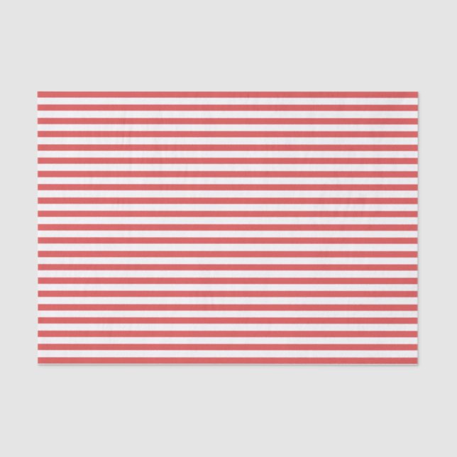 Preppy Red and White Striped Tissue paper (Front)