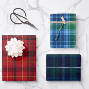 Preppy Red Blue Green Tartan Plaid Pattern Wrapping Paper Sheet