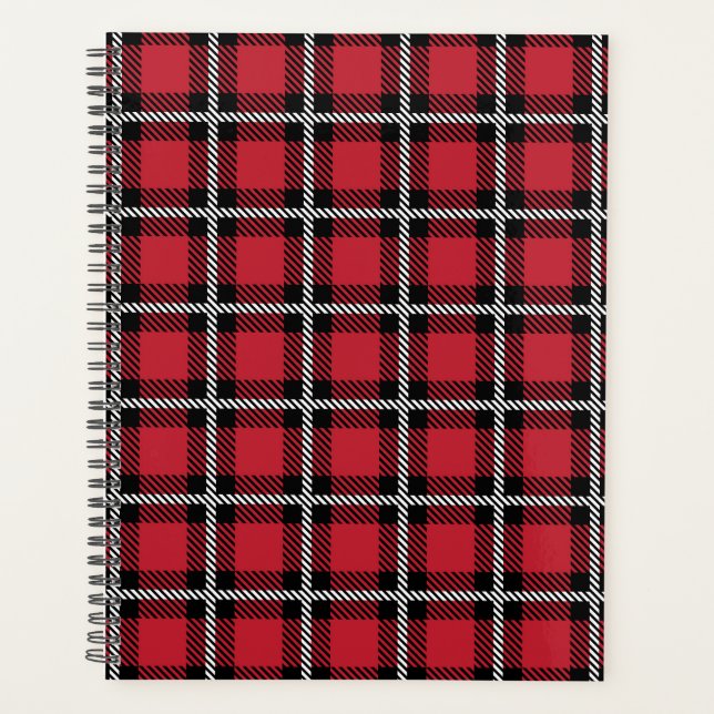 Preppy Red Grid Check Design Planner (Front)