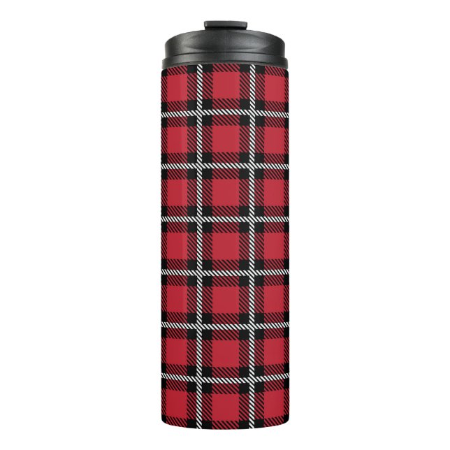 Preppy Red Grid Check Design Thermal Tumbler (Front)
