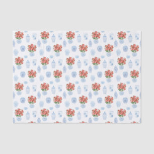 Preppy Red Poinsettia Ginger Jar Christmas Holiday Tissue Paper