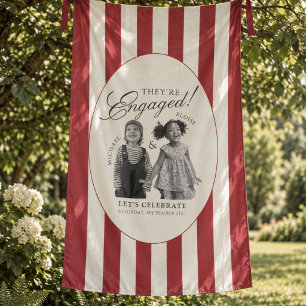 Preppy Red Stripe Childhood Photo Engagement Tapestry
