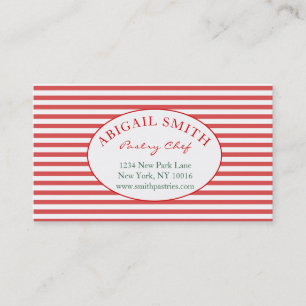 Preppy Red & Stripes Personalised Business Card