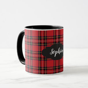 Preppy Red Tartan Plaid Combo Mug