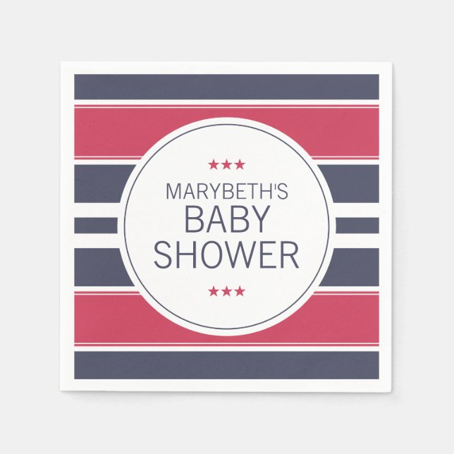Preppy Red, White & Blue  Baby Shower Napkins (Front)