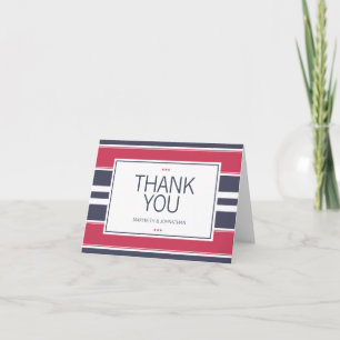 Preppy Red, White & Blue Thank You Greeting Card