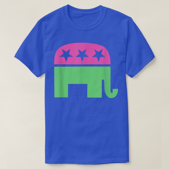 Preppy Republican Right Elephant Pastel Pink Green T-Shirt (Design Front)