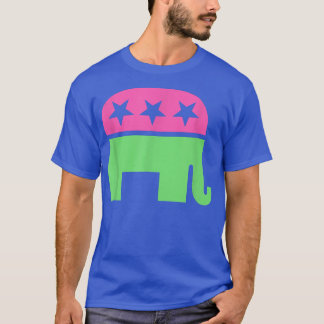 Preppy Republican Right Elephant Pastel Pink Green T-Shirt