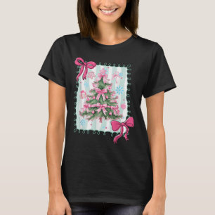 Preppy Retro Christmas Tree Merry Xmas Pyjamas Gir T-Shirt