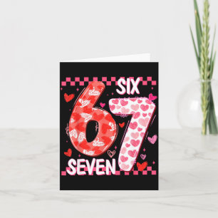 Preppy Retro Coquette Bow 6 7 Six Seven Love Valen Card