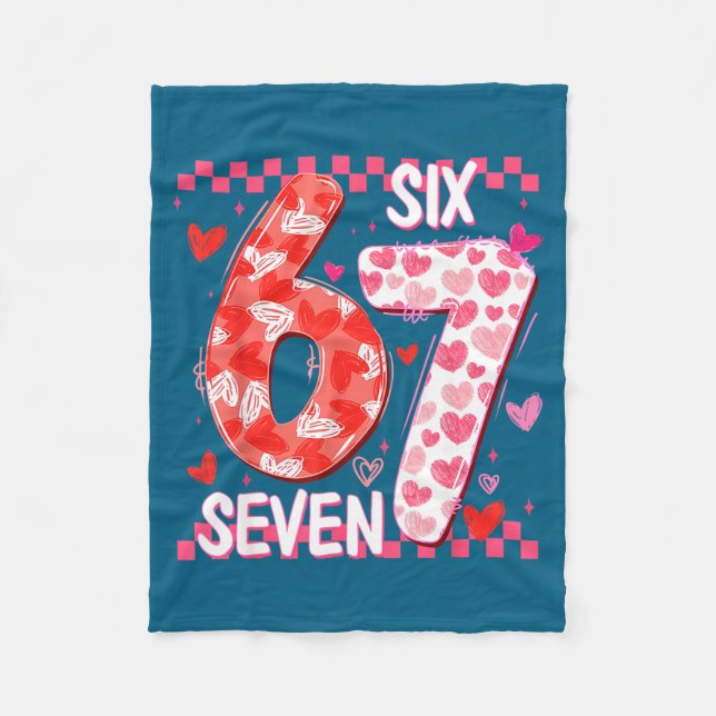 Preppy Retro Coquette Bow 6 7 Six Seven Love Valen Fleece Blanket (Front)
