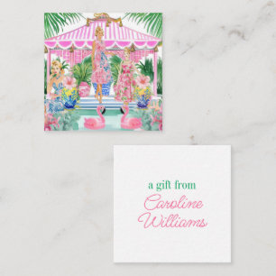 Preppy Retro Palm Beach Pool Party Gift Enclosure Card