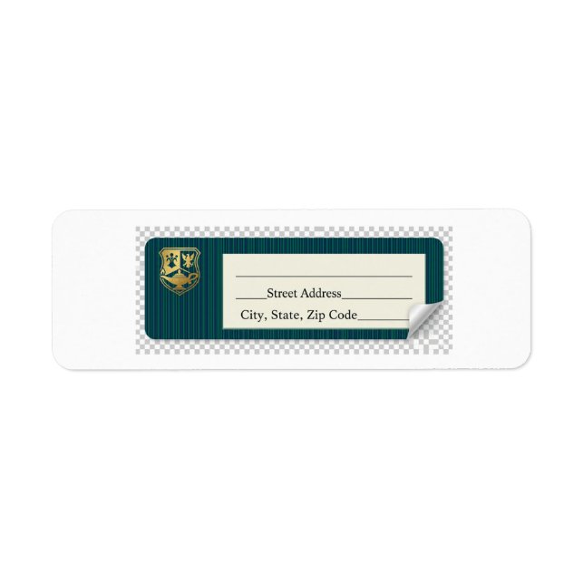Preppy Return Address Label - Navy & Emerald Green (Front)