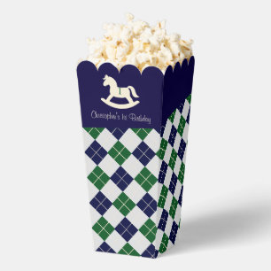 Preppy Rocking Horse Argyle 1st Birthday Favour Box