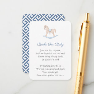 Preppy Rocking Horse Baby Shower Bring A Book Enclosure Card