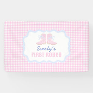 Preppy Rodeo First Birthday Cowgirl Boots Banner
