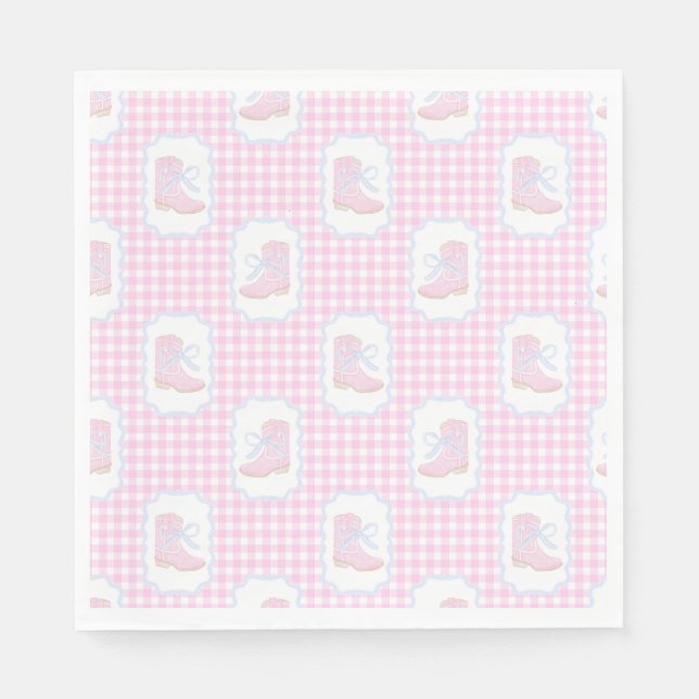 Preppy Rodeo First Birthday Cowgirl Boots Napkin (Front)